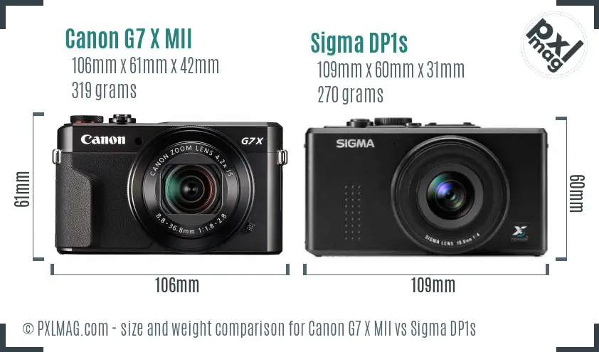 Canon G7 X MII vs Sigma DP1s size comparison