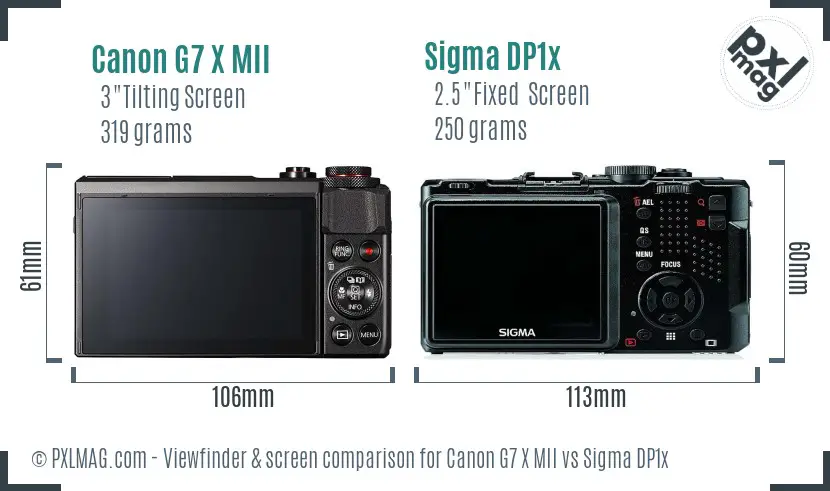 Canon G7 X MII vs Sigma DP1x Screen and Viewfinder comparison