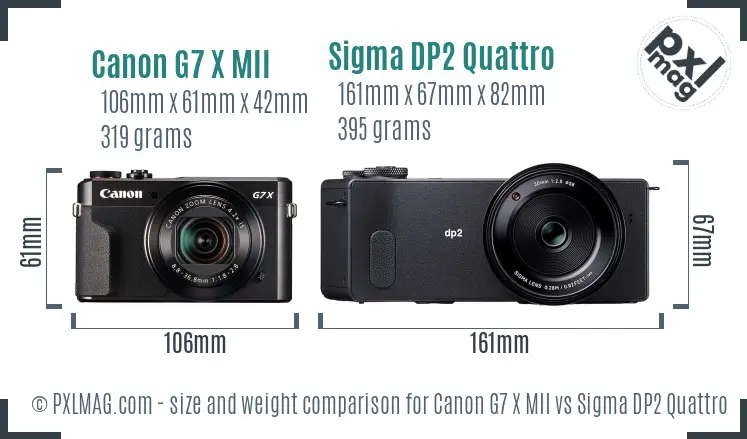 Canon G7 X MII vs Sigma DP2 Quattro size comparison