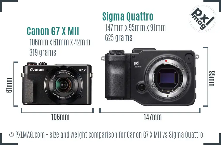 Canon G7 X MII vs Sigma Quattro size comparison