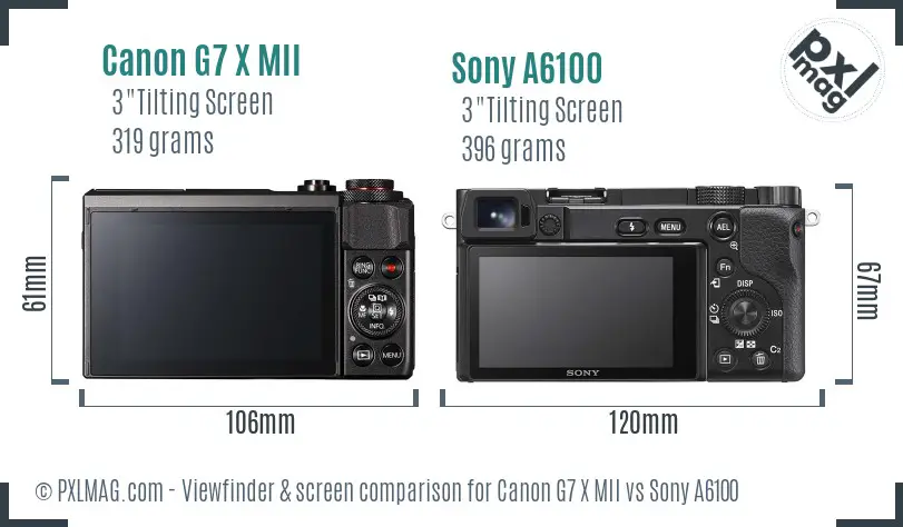 Canon G7 X MII vs Sony A6100 Screen and Viewfinder comparison Canon G7 X MII vs Sony A6100 Screen and Viewfinder comparison