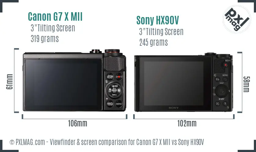 Canon G7 X MII vs Sony HX90V Screen and Viewfinder comparison Canon G7 X MII vs Sony HX90V Screen and Viewfinder comparison