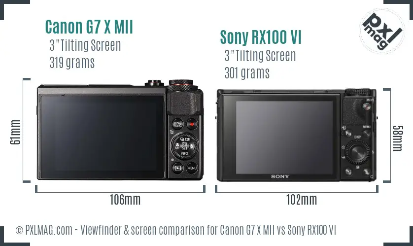 Canon G7 X MII vs Sony RX100 VI Screen and Viewfinder comparison