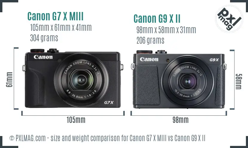 Canon G7 X MIII vs Canon G9 X II size comparison