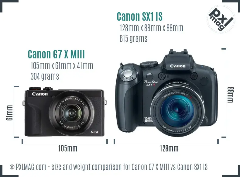Canon G7 X MIII vs Canon SX1 IS size comparison
