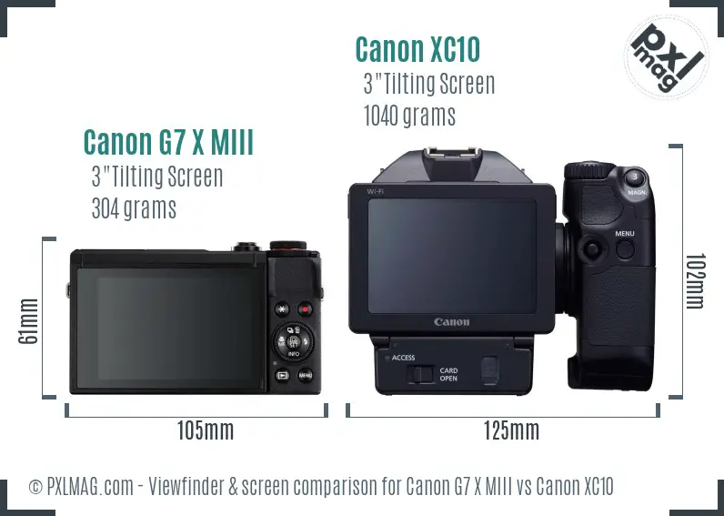 Canon G7 X MIII vs Canon XC10 Screen and Viewfinder comparison Canon G7 X MIII vs Canon XC10 Screen and Viewfinder comparison