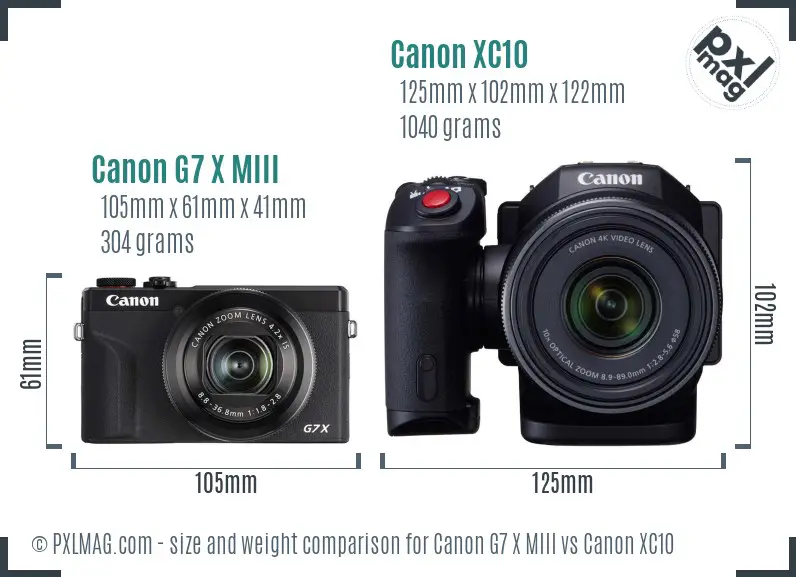 Canon G7 X MIII vs Canon XC10 size comparison Canon G7 X MIII vs Canon XC10 size comparison