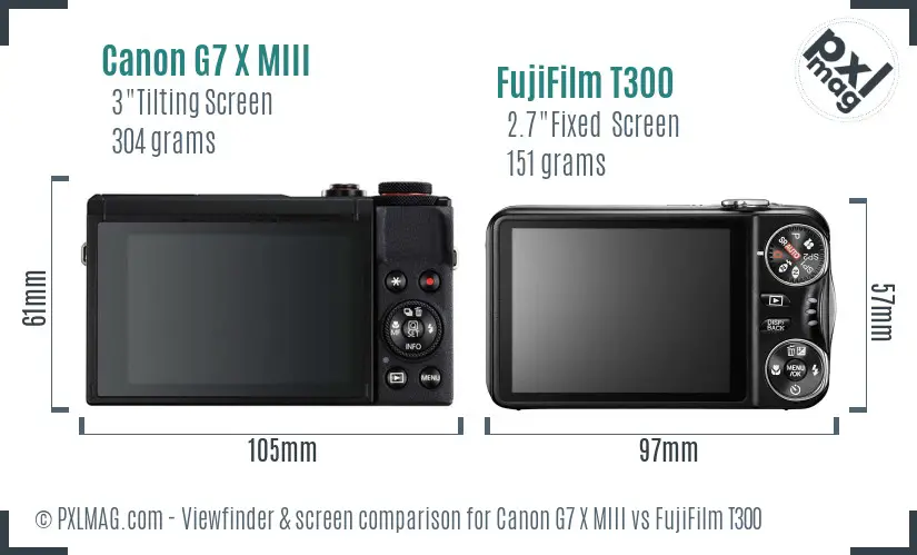 Canon G7 X MIII vs FujiFilm T300 Screen and Viewfinder comparison