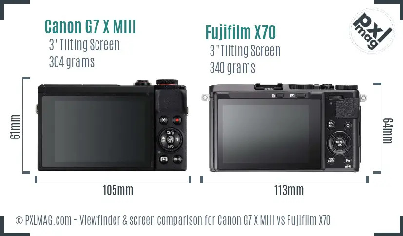 Canon G7 X MIII vs Fujifilm X70 Screen and Viewfinder comparison