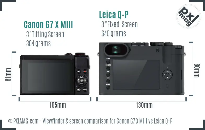 Canon G7 X MIII vs Leica Q-P Screen and Viewfinder comparison
