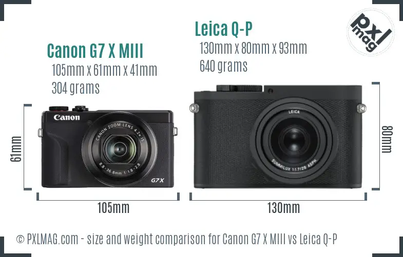 Canon G7 X MIII vs Leica Q-P size comparison