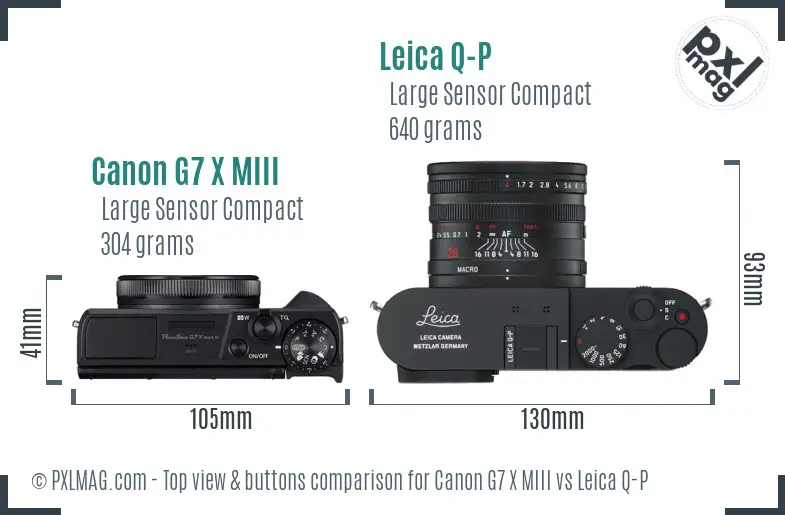 Canon G7 X MIII vs Leica Q-P top view buttons comparison