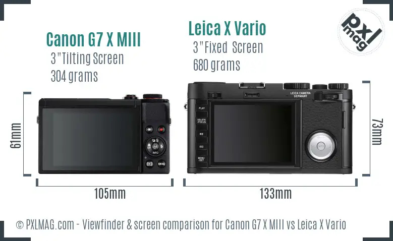 Canon G7 X MIII vs Leica X Vario Screen and Viewfinder comparison