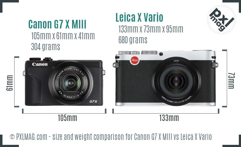 Canon G7 X MIII vs Leica X Vario size comparison