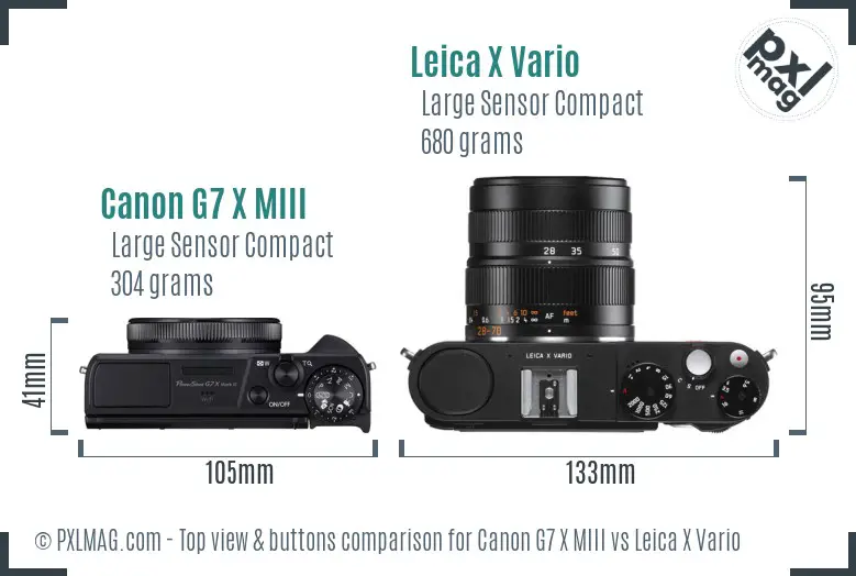 Canon G7 X MIII vs Leica X Vario top view buttons comparison