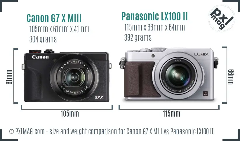 Canon G7 X MIII vs Panasonic LX100 II size comparison