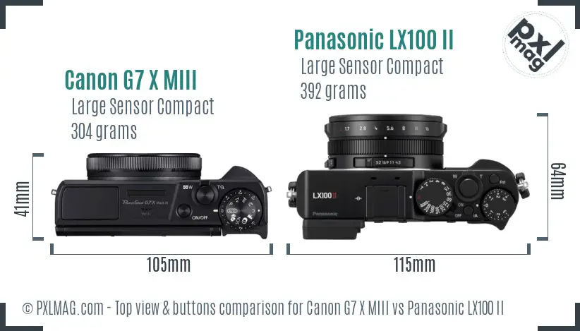 Canon G7 X MIII vs Panasonic LX100 II top view buttons comparison