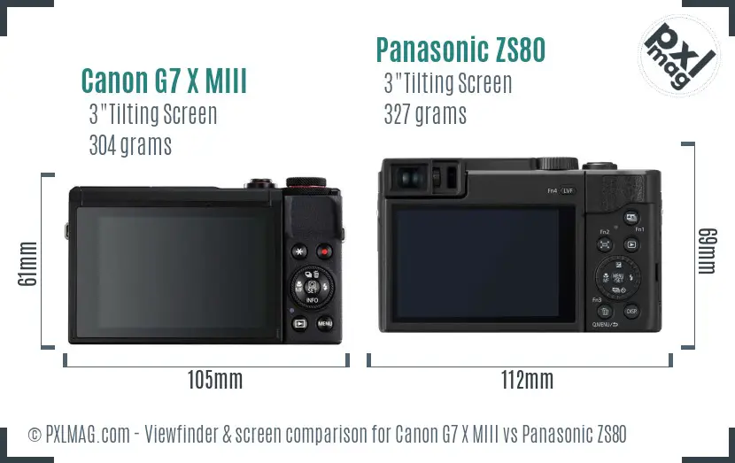 Canon G7 X MIII vs Panasonic ZS80 Screen and Viewfinder comparison