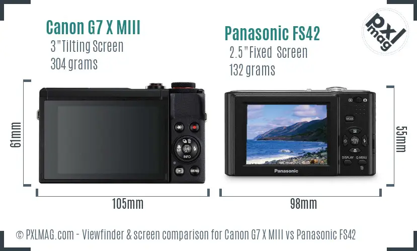 Canon G7 X MIII vs Panasonic FS42 Screen and Viewfinder comparison