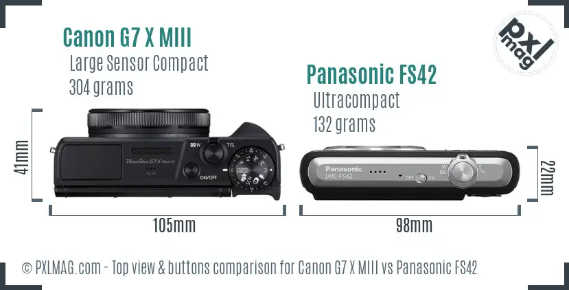 Canon G7 X MIII vs Panasonic FS42 top view buttons comparison
