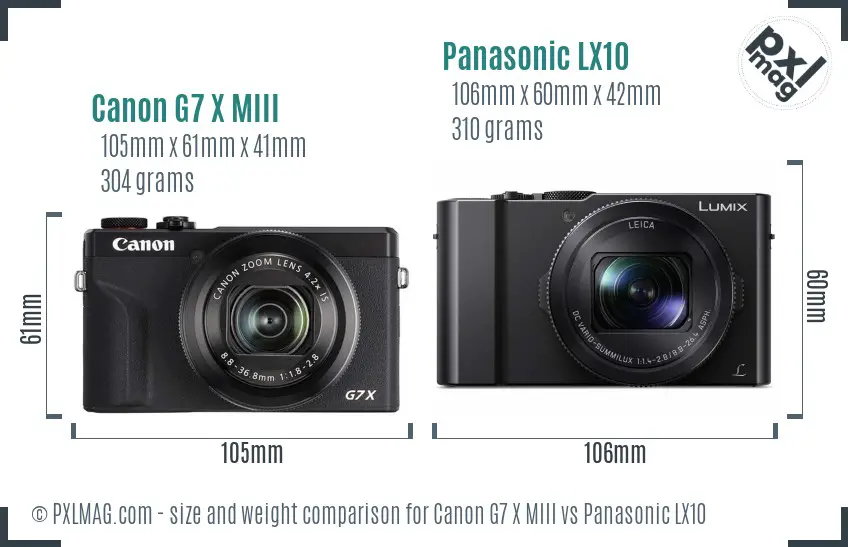 Canon G7 X MIII vs Panasonic LX10 size comparison