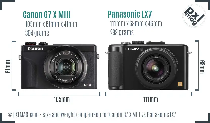 Canon G7 X MIII vs Panasonic LX7 size comparison Canon G7 X MIII vs Panasonic LX7 size comparison