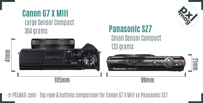 Canon G7 X MIII vs Panasonic SZ7 top view buttons comparison