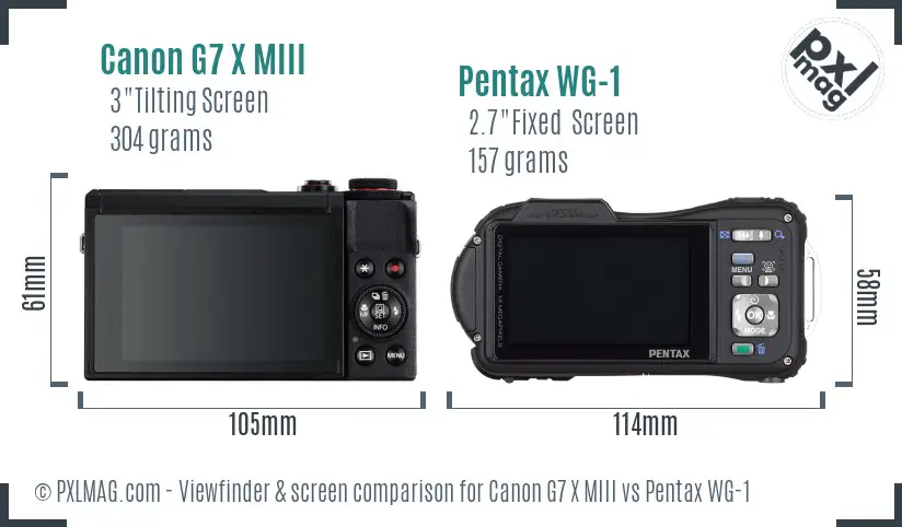 Canon G7 X MIII vs Pentax WG-1 Screen and Viewfinder comparison