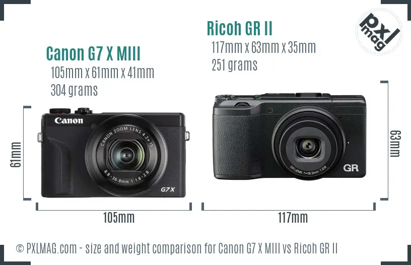 Canon G7 X MIII vs Ricoh GR II size comparison