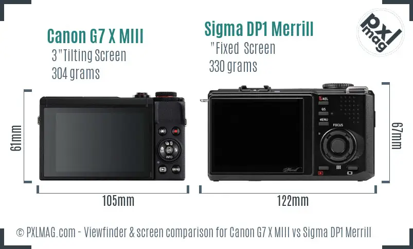 Canon G7 X MIII vs Sigma DP1 Merrill Screen and Viewfinder comparison