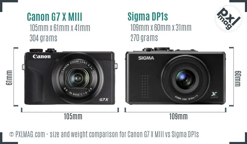 Canon G7 X MIII vs Sigma DP1s size comparison