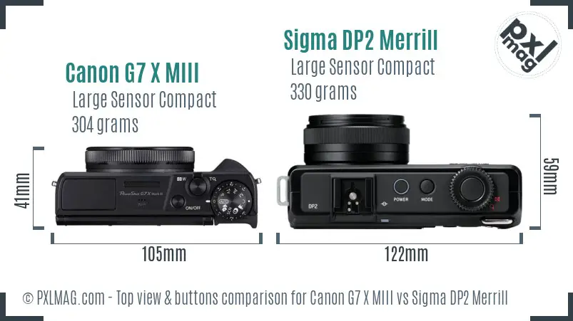 Canon G7 X MIII vs Sigma DP2 Merrill top view buttons comparison