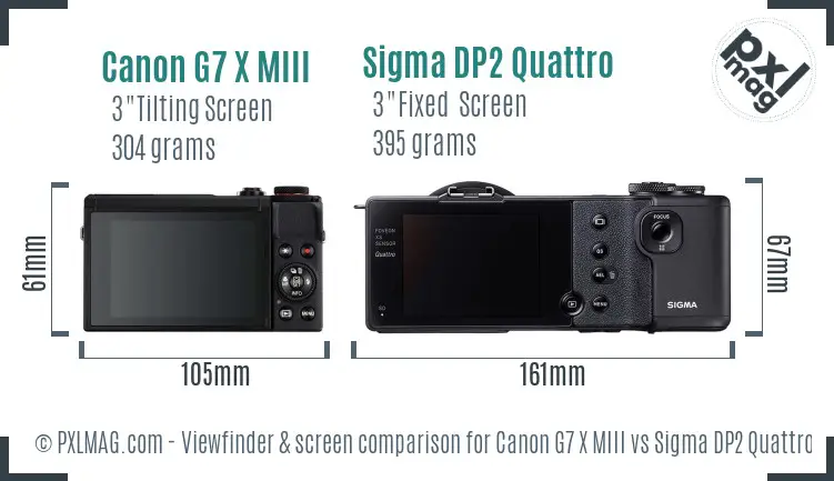 Canon G7 X MIII vs Sigma DP2 Quattro Screen and Viewfinder comparison