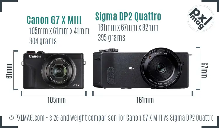 Canon G7 X MIII vs Sigma DP2 Quattro size comparison