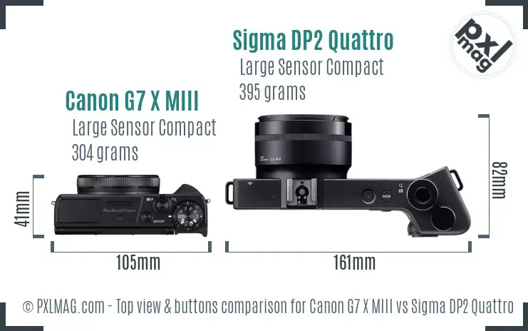 Canon G7 X MIII vs Sigma DP2 Quattro top view buttons comparison