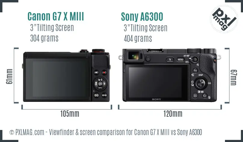 Canon G7 X MIII vs Sony A6300 Screen and Viewfinder comparison Canon G7 X MIII vs Sony A6300 Screen and Viewfinder comparison