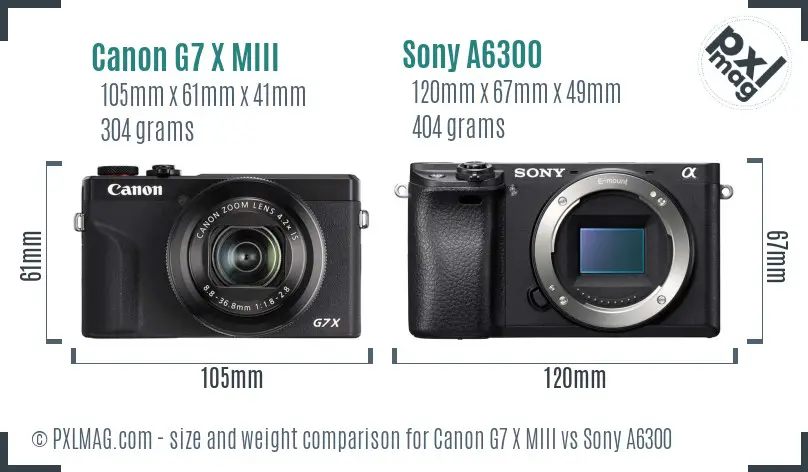 Canon G7 X MIII vs Sony A6300 size comparison Canon G7 X MIII vs Sony A6300 size comparison