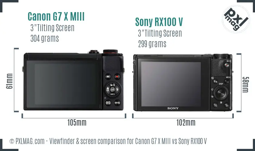 Canon G7 X MIII vs Sony RX100 V Screen and Viewfinder comparison Canon G7 X MIII vs Sony RX100 V Screen and Viewfinder comparison