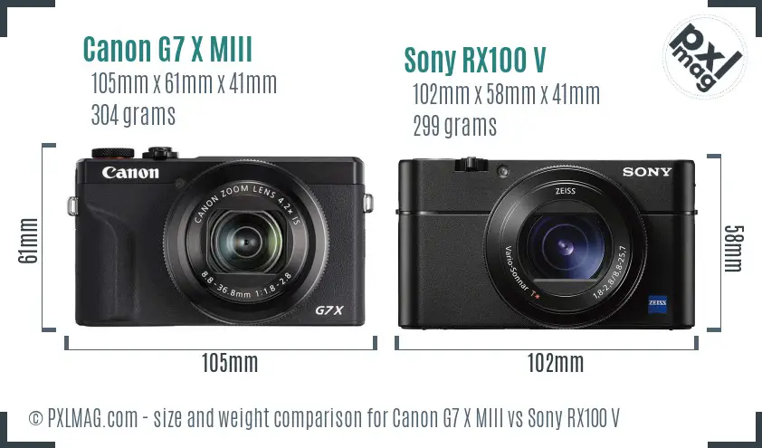 Canon G7 X MIII vs Sony RX100 V size comparison Canon G7 X MIII vs Sony RX100 V size comparison