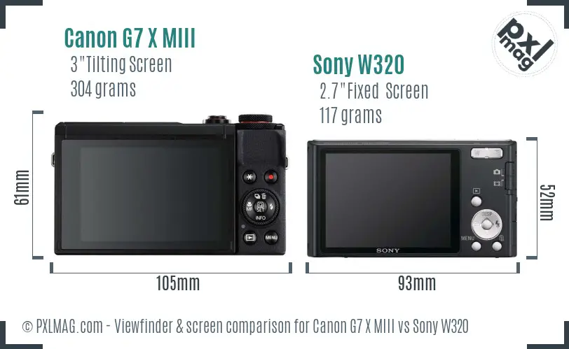 Canon G7 X MIII vs Sony W320 Screen and Viewfinder comparison