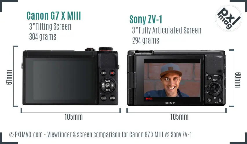 Canon G7 X MIII vs Sony ZV-1 Screen and Viewfinder comparison