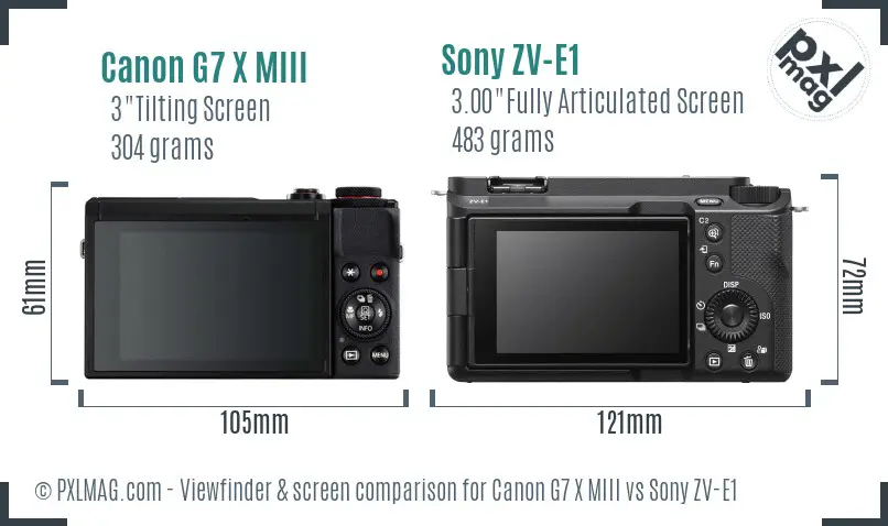 Canon G7 X MIII vs Sony ZV-E1 Screen and Viewfinder comparison Canon G7 X MIII vs Sony ZV-E1 Screen and Viewfinder comparison