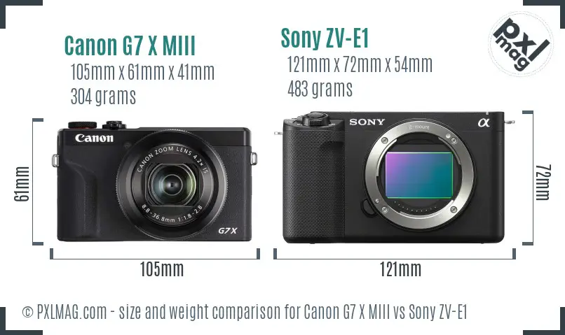Canon G7 X MIII vs Sony ZV-E1 size comparison Canon G7 X MIII vs Sony ZV-E1 size comparison