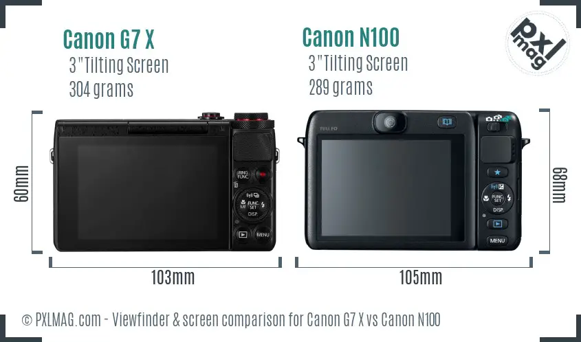 Canon G7 X vs Canon N100 Screen and Viewfinder comparison