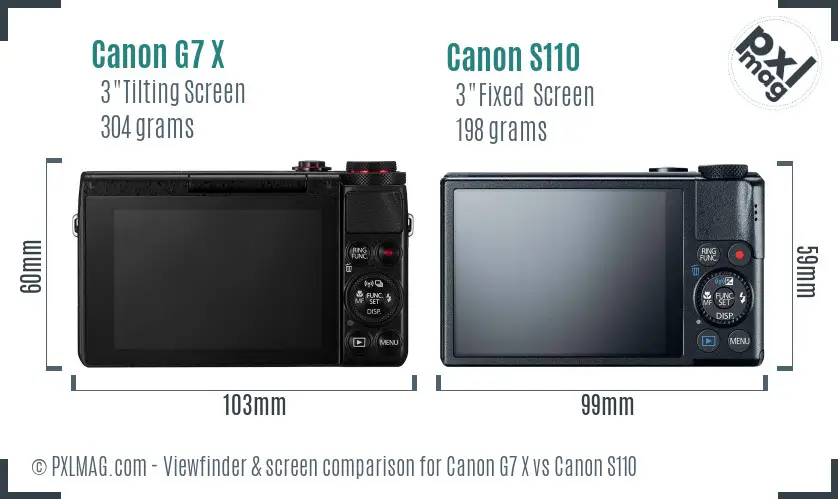Canon G7 X vs Canon S110 Screen and Viewfinder comparison Canon G7 X vs Canon S110 Screen and Viewfinder comparison