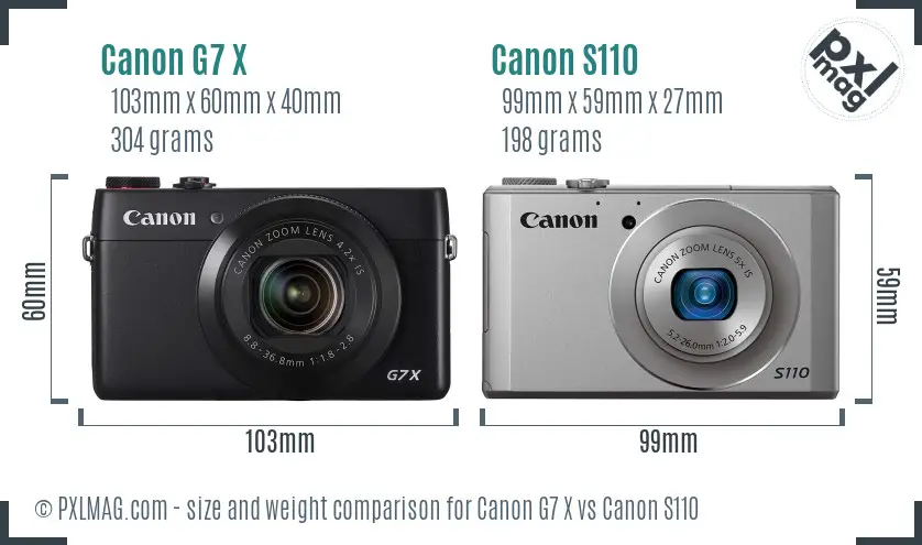 Canon G7 X vs Canon S110 size comparison Canon G7 X vs Canon S110 size comparison