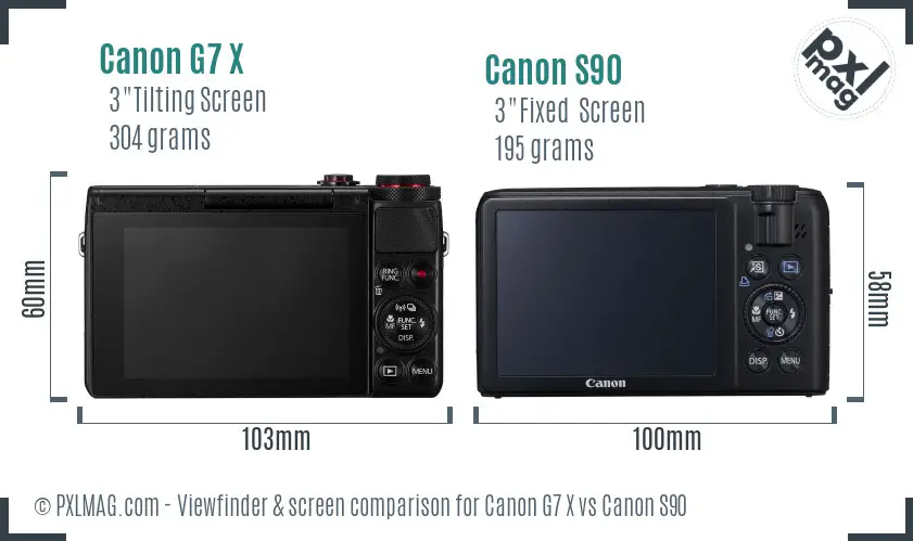 Canon G7 X vs Canon S90 Screen and Viewfinder comparison Canon G7 X vs Canon S90 Screen and Viewfinder comparison