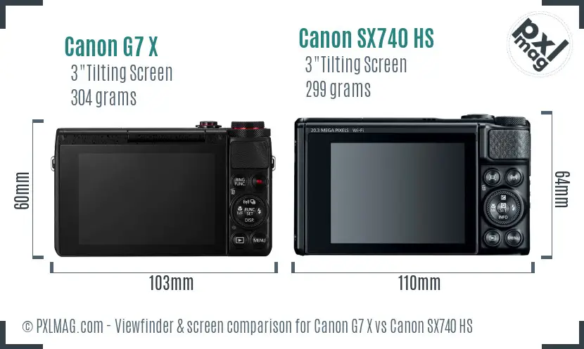 Canon G7 X vs Canon SX740 HS Screen and Viewfinder comparison Canon G7 X vs Canon SX740 HS Screen and Viewfinder comparison