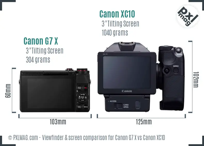 Canon G7 X vs Canon XC10 Screen and Viewfinder comparison