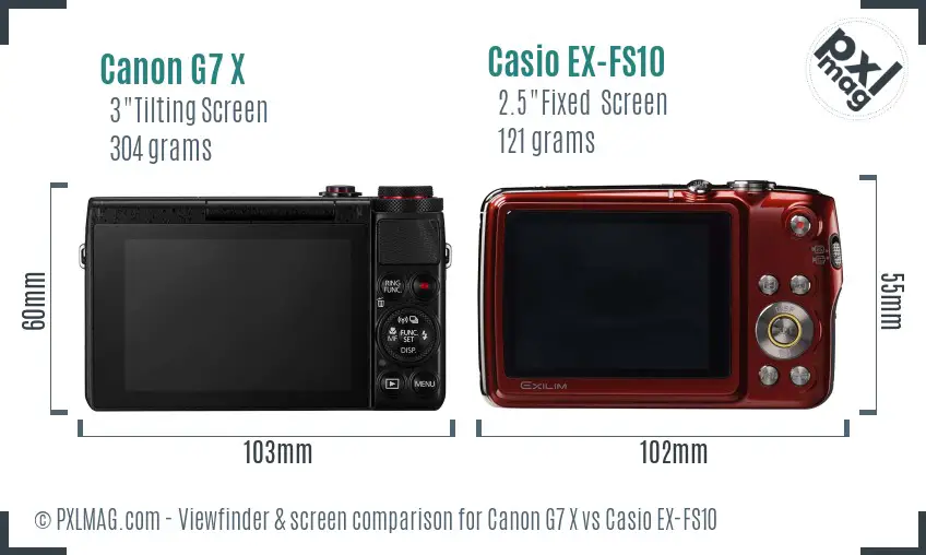 Canon G7 X vs Casio EX-FS10 Screen and Viewfinder comparison